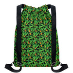 Bird Of Paradise And Palm Leaves Print Drawstring Backpack