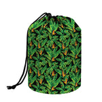 Bird Of Paradise And Palm Leaves Print Drawstring Makeup Bag