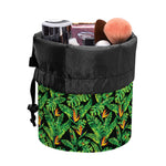 Bird Of Paradise And Palm Leaves Print Drawstring Makeup Bag