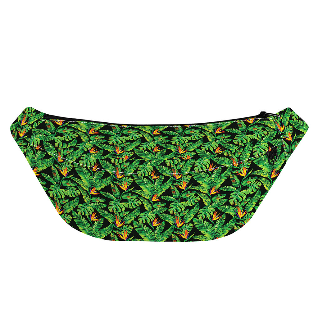 Bird Of Paradise And Palm Leaves Print Fanny Pack