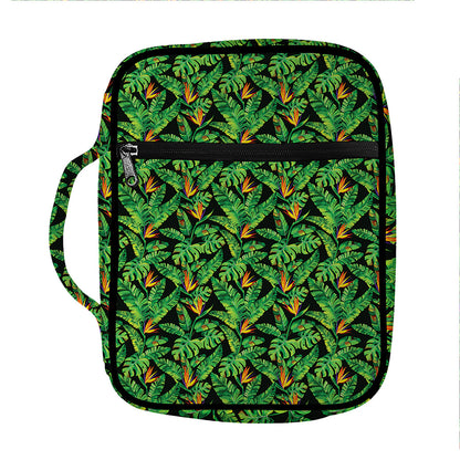 Bird Of Paradise And Palm Leaves Print Front Pocket Bible Bag