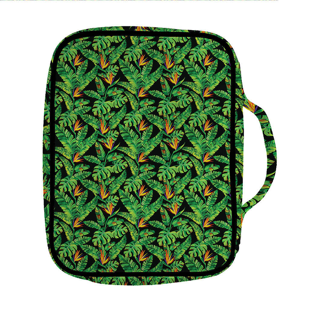 Bird Of Paradise And Palm Leaves Print Front Pocket Bible Bag