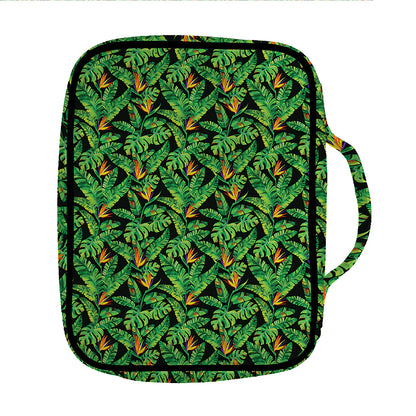 Bird Of Paradise And Palm Leaves Print Front Pocket Bible Bag