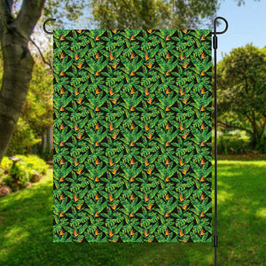 Bird Of Paradise And Palm Leaves Print Garden Flag