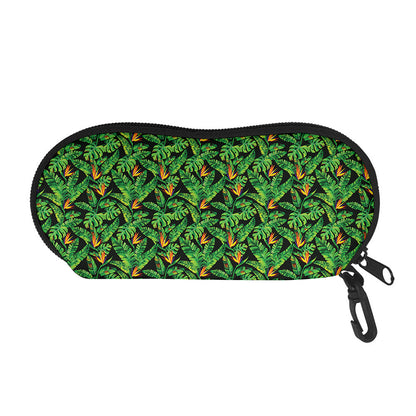 Bird Of Paradise And Palm Leaves Print Glasses Case