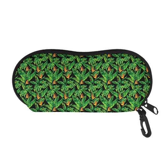Bird Of Paradise And Palm Leaves Print Glasses Case