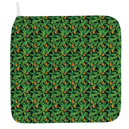 Bird Of Paradise And Palm Leaves Print Hand Towel
