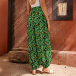 Bird Of Paradise And Palm Leaves Print Harem Pants