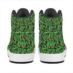 Bird Of Paradise And Palm Leaves Print High Top Leather Sneakers