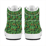 Bird Of Paradise And Palm Leaves Print High Top Leather Sneakers