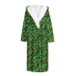 Bird Of Paradise And Palm Leaves Print Hooded Bathrobe