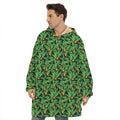 Bird Of Paradise And Palm Leaves Print Hoodie Blanket