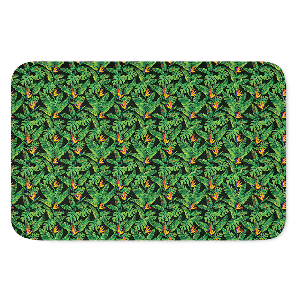 Bird Of Paradise And Palm Leaves Print Indoor Door Mat