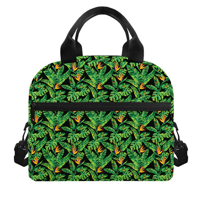 Bird Of Paradise And Palm Leaves Print Insulated Lunch Bag