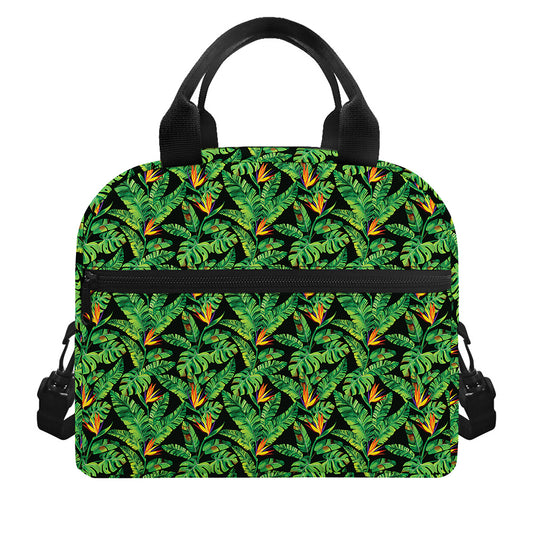 Bird Of Paradise And Palm Leaves Print Insulated Lunch Bag