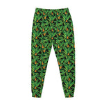 Bird Of Paradise And Palm Leaves Print Jogger Pants