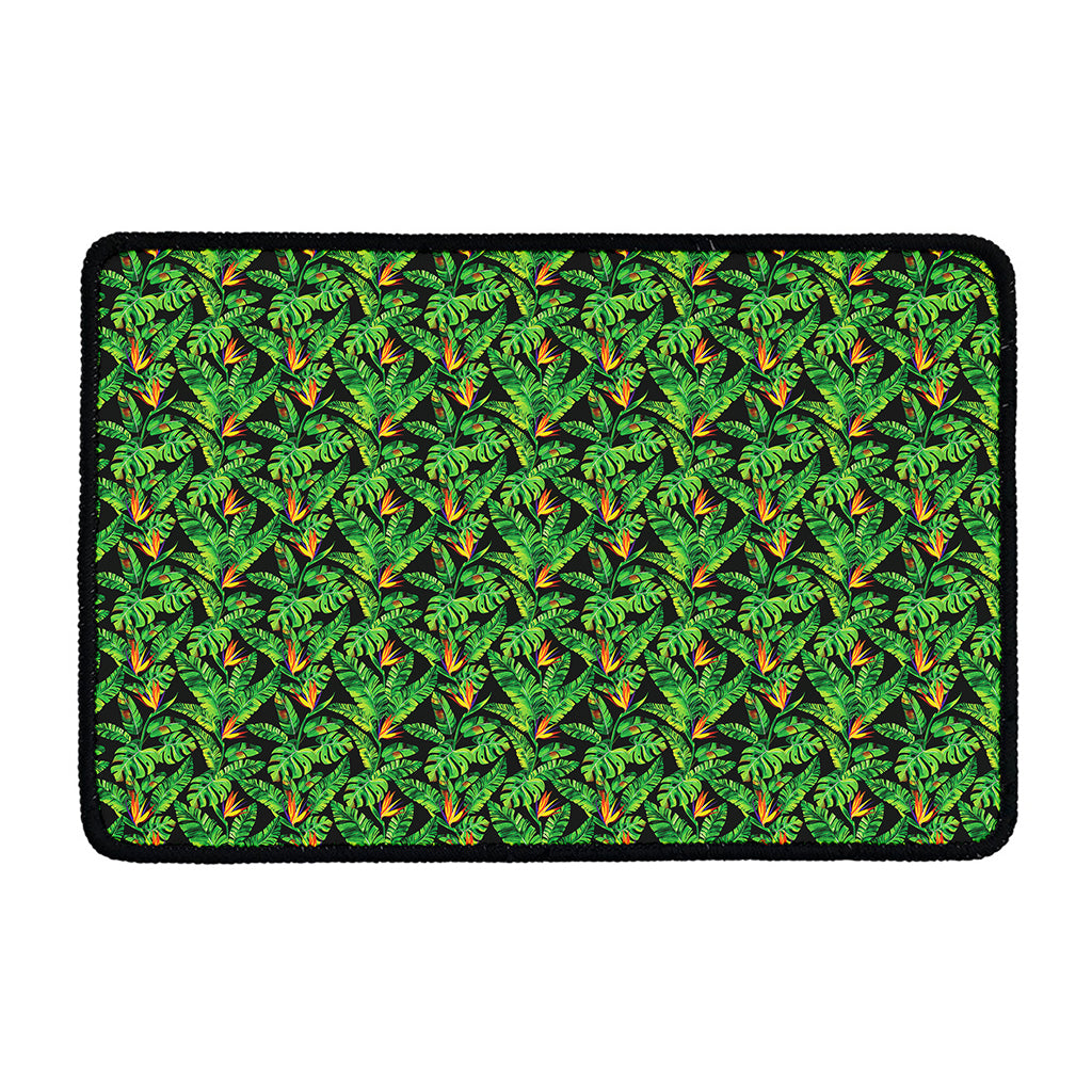 Bird Of Paradise And Palm Leaves Print Kitchen Mat