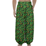 Bird Of Paradise And Palm Leaves Print Lantern Pants