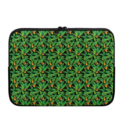 Bird Of Paradise And Palm Leaves Print Laptop Sleeve