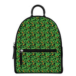 Bird Of Paradise And Palm Leaves Print Leather Backpack