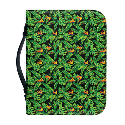Bird Of Paradise And Palm Leaves Print Leather Bible Cover