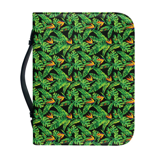 Bird Of Paradise And Palm Leaves Print Leather Bible Cover