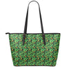 Bird Of Paradise And Palm Leaves Print Leather Tote Bag