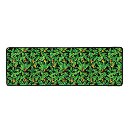 Bird Of Paradise And Palm Leaves Print Long Kitchen Mat