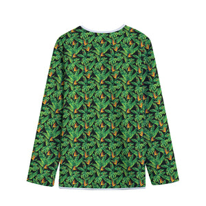 Bird Of Paradise And Palm Leaves Print Long Sleeve Short Coat