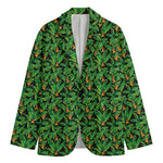 Bird Of Paradise And Palm Leaves Print Men's Blazer