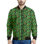 Bird Of Paradise And Palm Leaves Print Men's Bomber Jacket