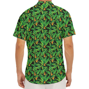 Bird Of Paradise And Palm Leaves Print Men's Deep V-Neck Shirt