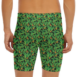 Bird Of Paradise And Palm Leaves Print Men's Long Boxer Briefs