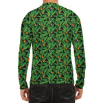 Bird Of Paradise And Palm Leaves Print Men's Long Sleeve Rash Guard