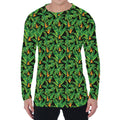 Bird Of Paradise And Palm Leaves Print Men's Long Sleeve T-Shirt