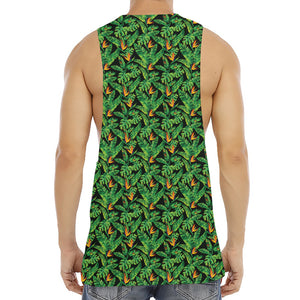 Bird Of Paradise And Palm Leaves Print Men's Muscle Tank Top