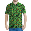 Bird Of Paradise And Palm Leaves Print Men's Polo Shirt