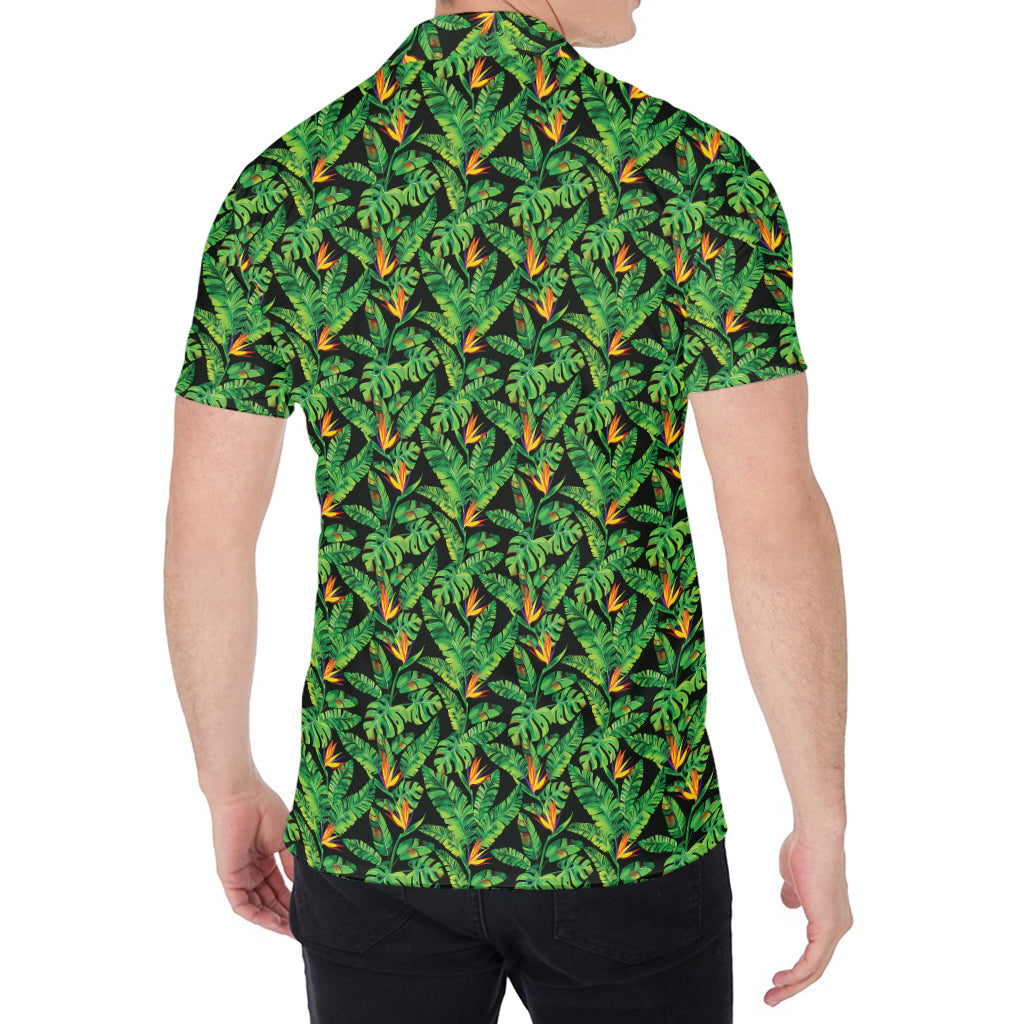 Bird Of Paradise And Palm Leaves Print Men's Shirt