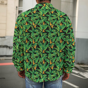 Bird Of Paradise And Palm Leaves Print Men's Shirt Jacket