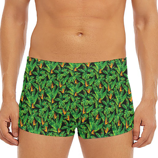 Bird Of Paradise And Palm Leaves Print Men's Short Boxer Briefs