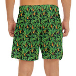 Bird Of Paradise And Palm Leaves Print Men's Split Running Shorts