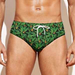 Bird Of Paradise And Palm Leaves Print Men's Swim Briefs