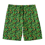 Bird Of Paradise And Palm Leaves Print Men's Swim Trunks