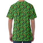 Bird Of Paradise And Palm Leaves Print Men's Velvet T-Shirt