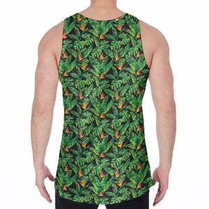 Bird Of Paradise And Palm Leaves Print Men's Velvet Tank Top