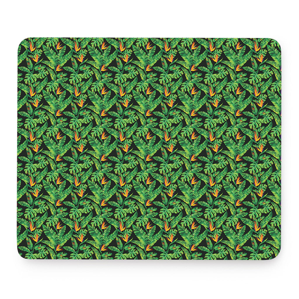 Bird Of Paradise And Palm Leaves Print Mouse Pad