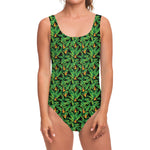 Bird Of Paradise And Palm Leaves Print One Piece Swimsuit