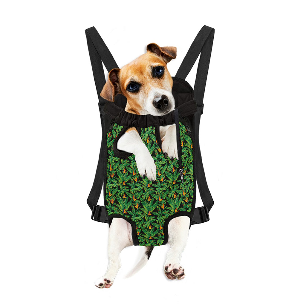 Bird Of Paradise And Palm Leaves Print Pet Carrier Backpack