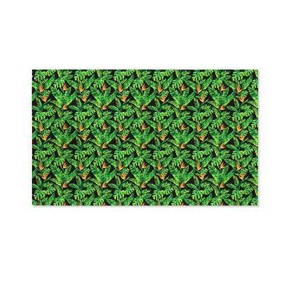 Bird Of Paradise And Palm Leaves Print Polyester Flag