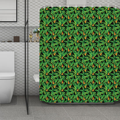 Bird Of Paradise And Palm Leaves Print Polyester Shower Curtain